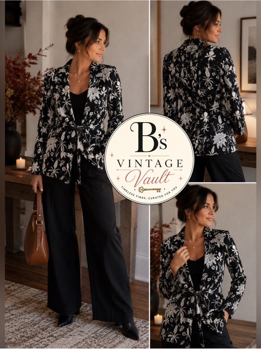 Scotch & Soda Black and White Floral Blazer